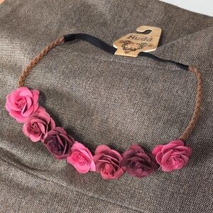 Mudd Adult Fabric Rose Jute Woven Headband